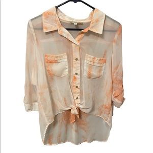 GB peach and cream chiffon button down top new with tags! Size medium